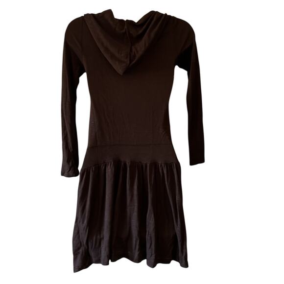 Mar-Q Brown Lightweight Knit Dress with Hood Junior Size Small Pockets - Picture 3 of 8